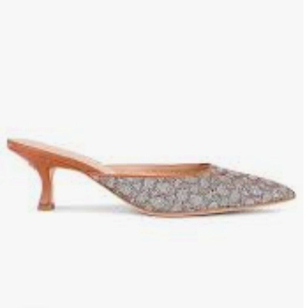 NEW COACH Signature Jacquard Renn Mule Heels In Micro Signature Jacquard Print - Picture 6 of 16